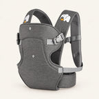canguru ergonômico para bebê cinza-escuro em fundo off-white