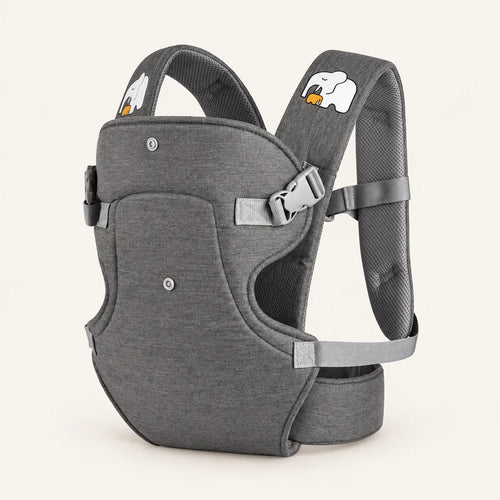 canguru ergonômico para bebê cinza-escuro em fundo off-white