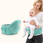 Hipseat verde removível do canguru ergonômico com apoio durante o passeio