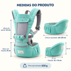 Medidas do canguru ergonômico verde 3 em 1 com hipseat e cintura ajustável