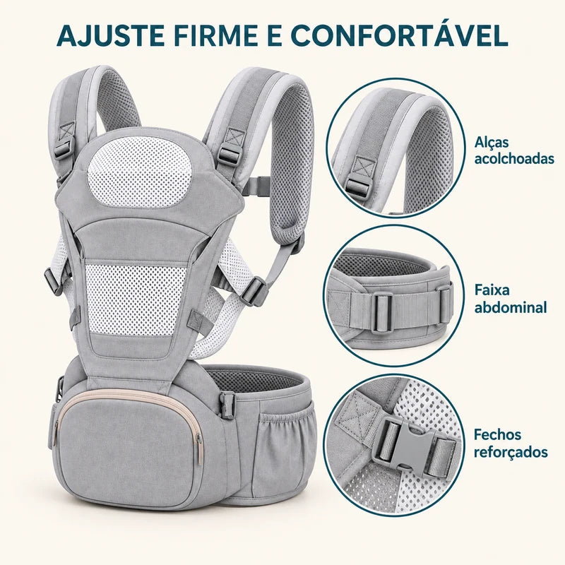 alças faixa abdominal e fechos do canguru com hipseat