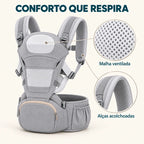 malha ventilada e alças acolchoadas do canguru com hipseat