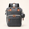 Mochila maternidade térmica cinza em fundo off-white Alumi