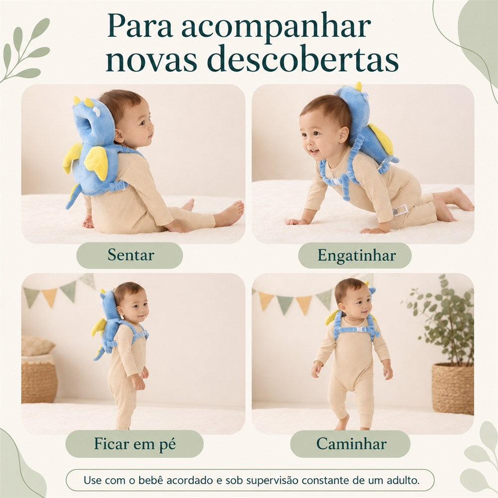 Bebê usando mochila acolchoada ao sentar, engatinhar, ficar em pé e caminhar